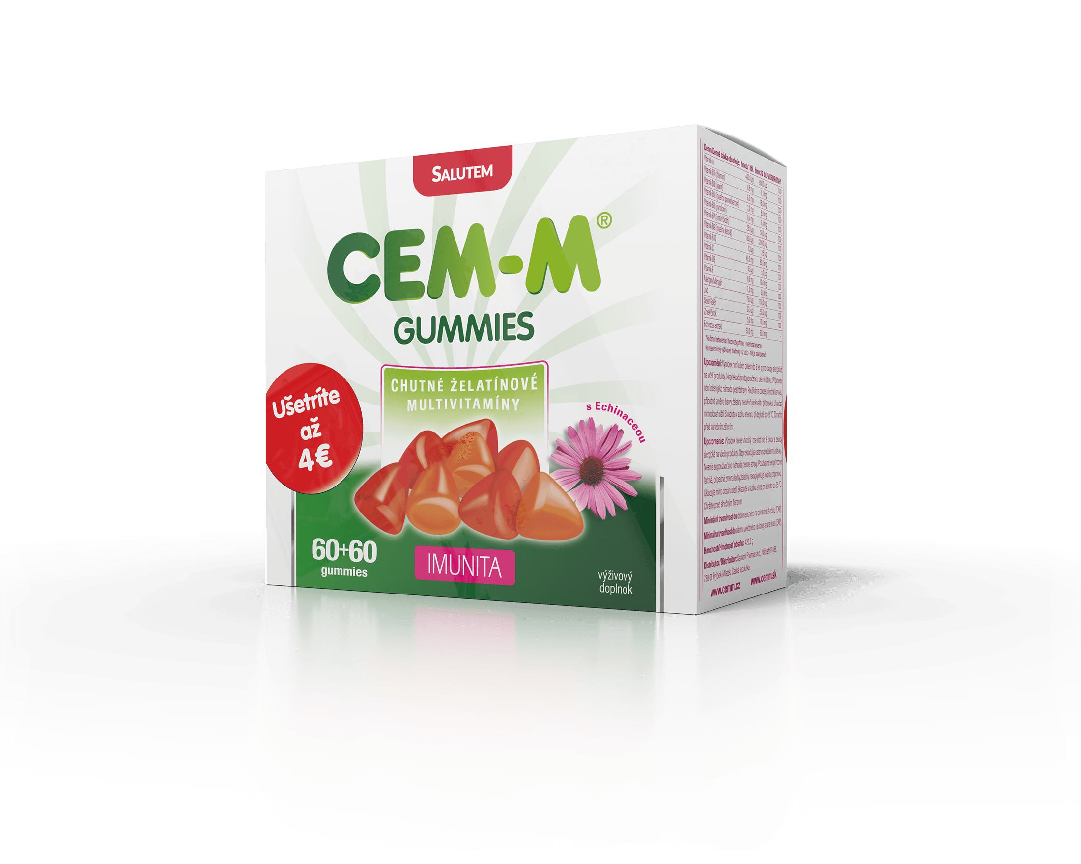 vizu box promopack Cem-M Gummies Imunita SLO P1 WEB9 CEM-M gummies pre dospelých Imunita 60+60 navyše darč.bal.